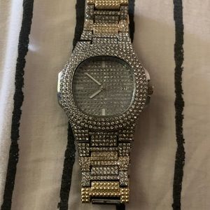 Shinny hip hop bling watch